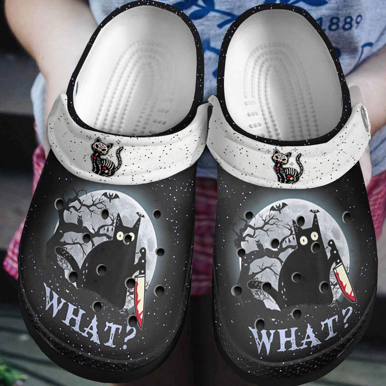 Black Cat Personalized Clog, Custom Name, Text, Color, Number Fashion Style For Women, Men, Kid, Print 3D What Punk Cat