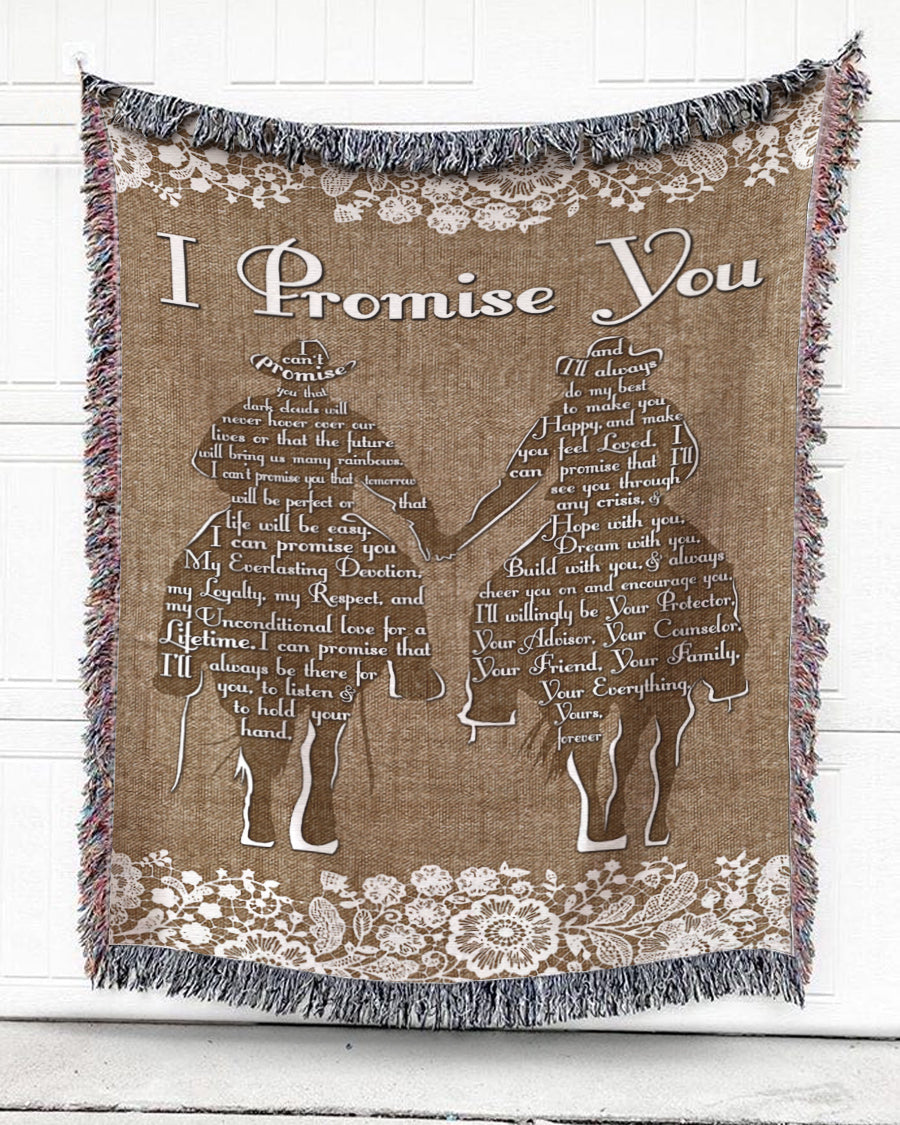 Woven Throw For Husband And Wife Wedding Anniversary Gift, I Promise You, Cotton Blanket