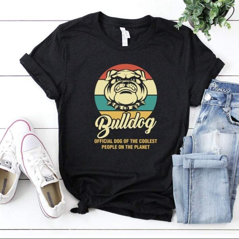 Funny Bulldog Vintage Retro Official Dog Of The Coolest People On The Planet Gift Dog Lovers Cotton T-Shirt