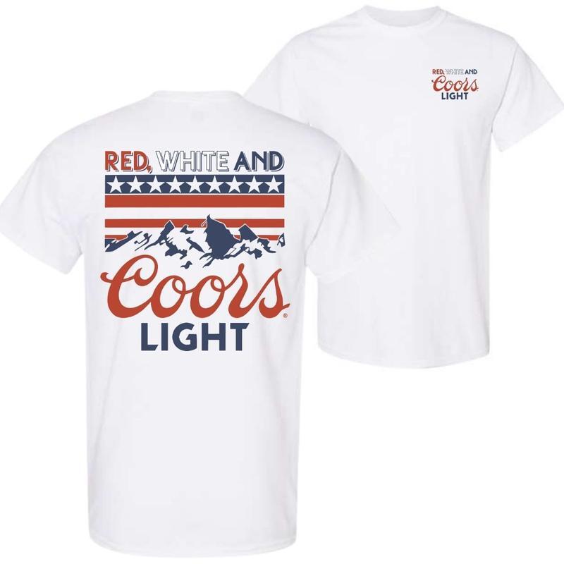 Coors Light Red, White, and Blue Design, Casual Wear T-Shirt, Patriotic and Bold Style, Unisex Shirt for Man and Women Top Cotton Full Color