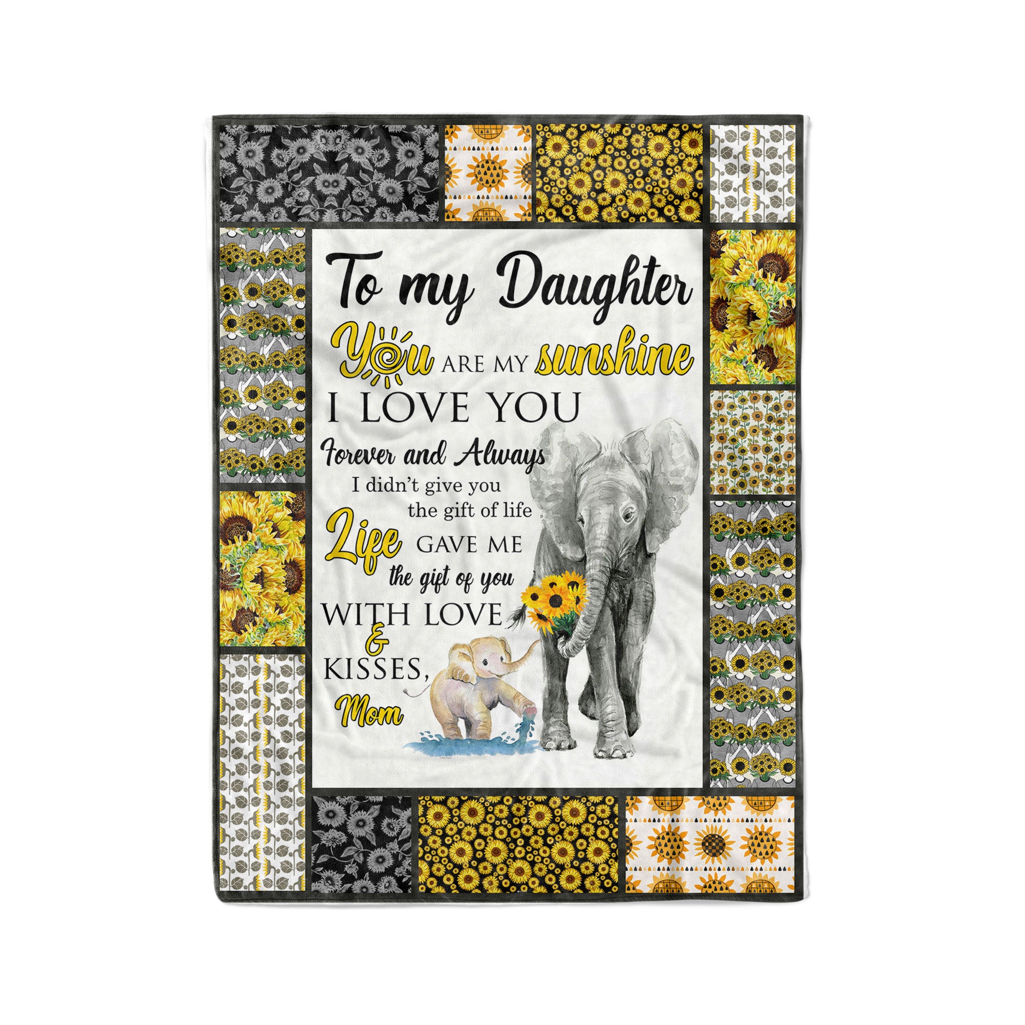 To My Daughter Elephant & Sunflower The Gift Of You Gift From Mom – Fleece Blanket