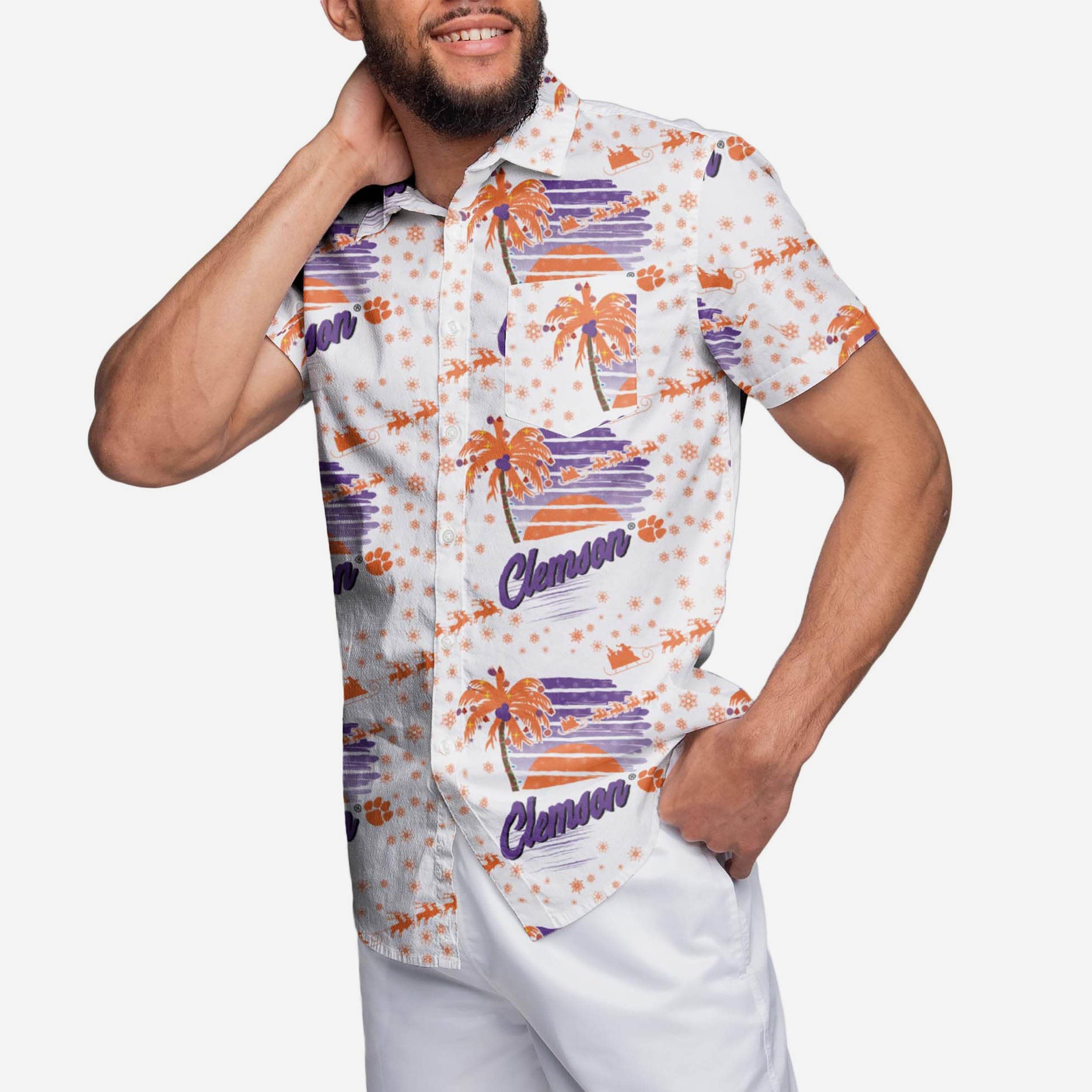 Clemson Tigers Winter Tropical Button Up Shirt