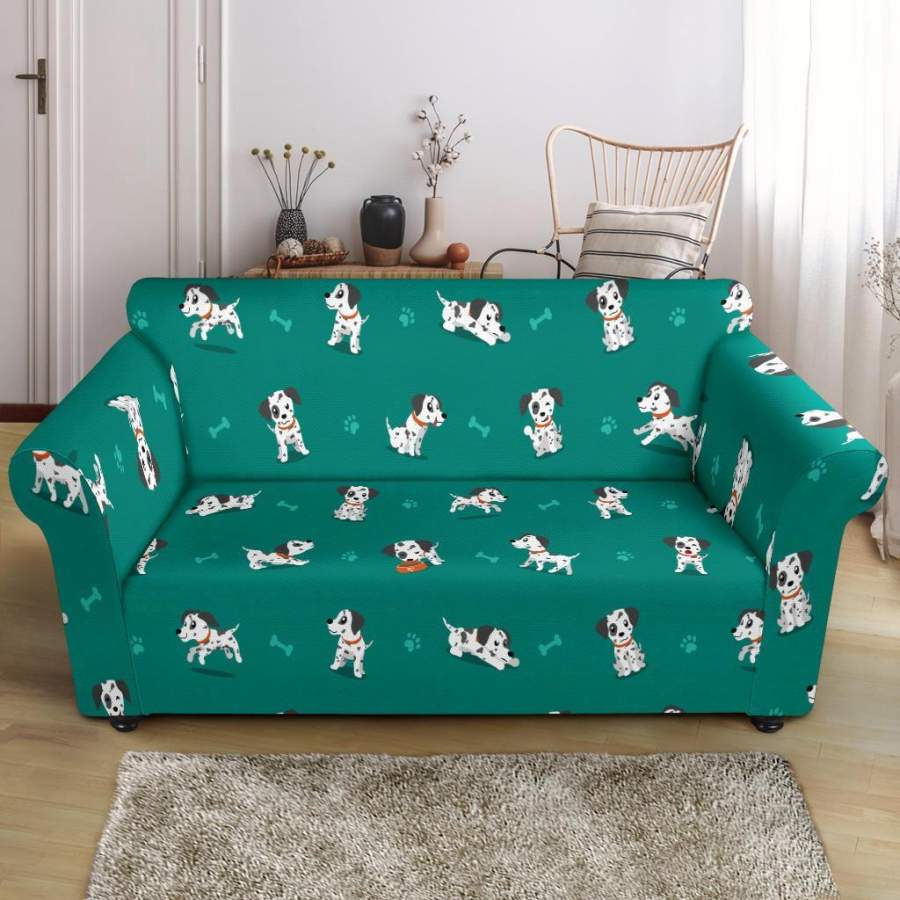 Dog Dalmatian Puppy Pattern Print Loveseat Cover