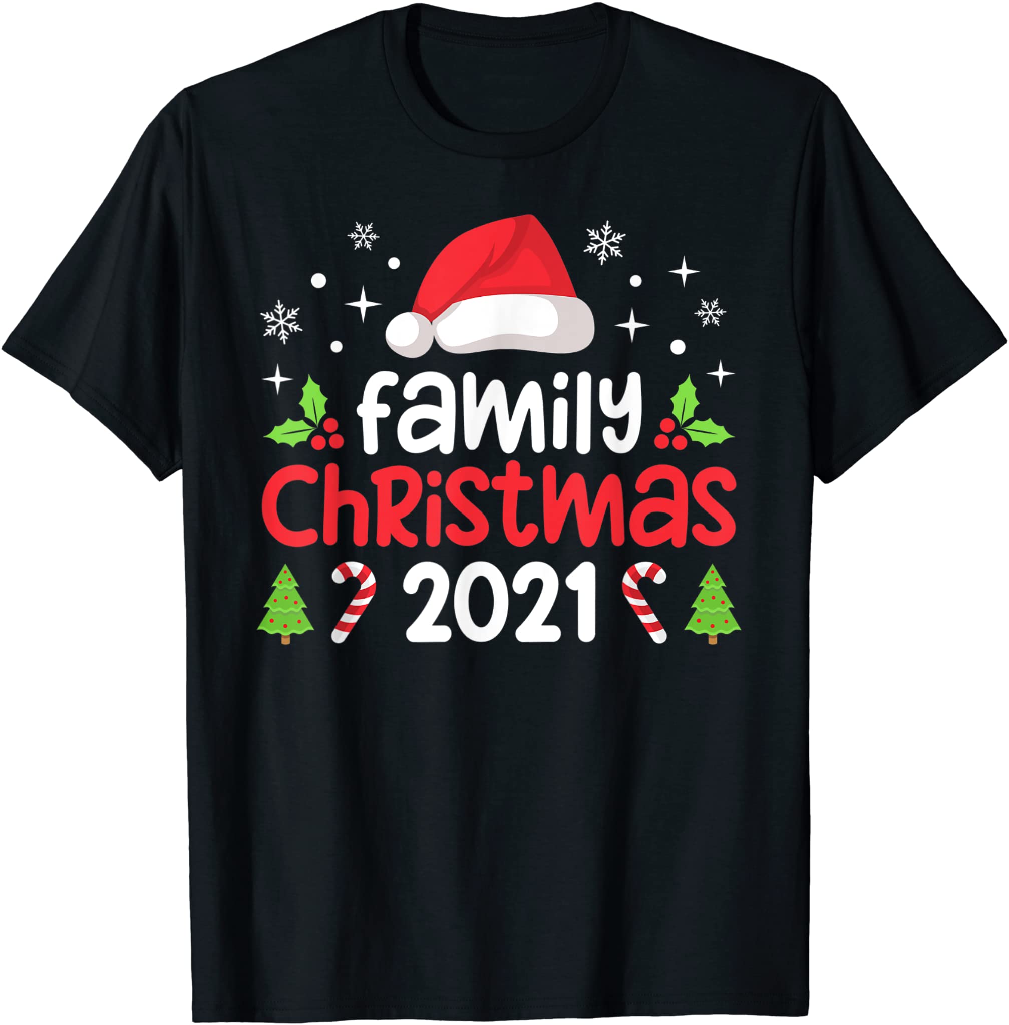 Family Christmas 2021 Matching Shirts Squad Santa Elf Funny T-Shirt