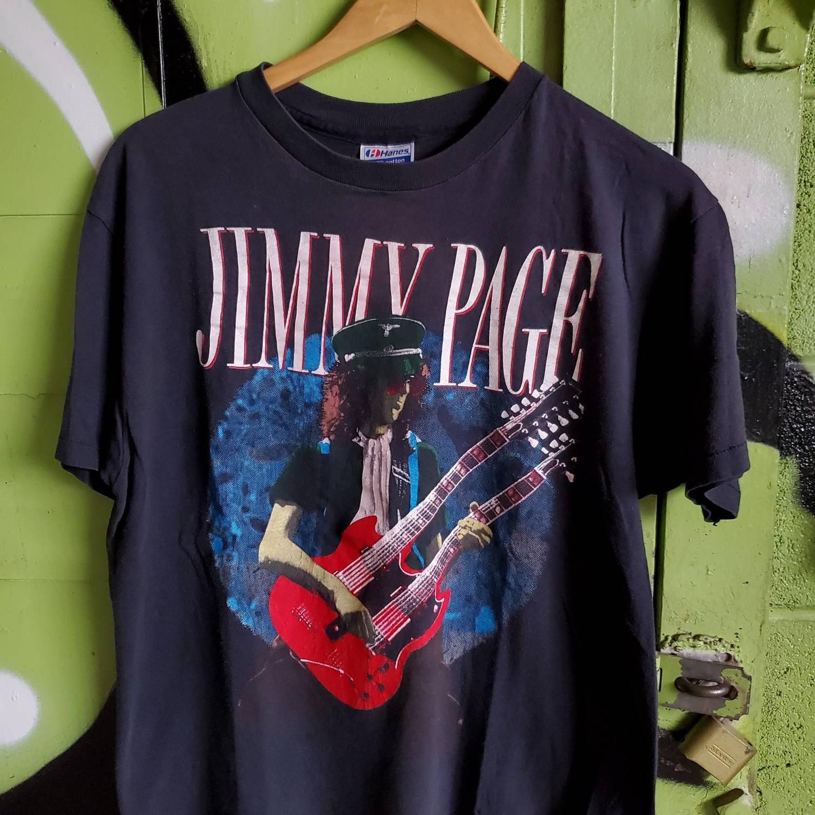 Vtg 80S Jimmy Page T Shirt | Vintage Retro 1980S Guitar Led Zeppelin Concert Band Rare | S | Tuff