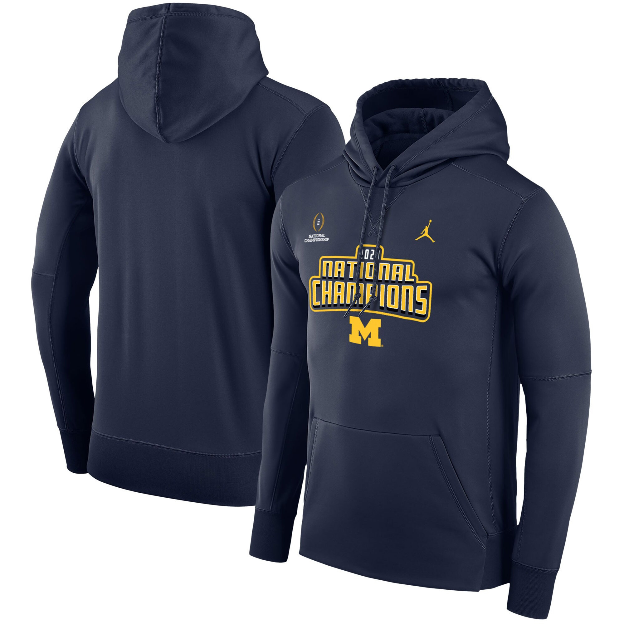 Michigan Wolverines Football Playoff 2023 National Champions Hoodie – Navy – Printed