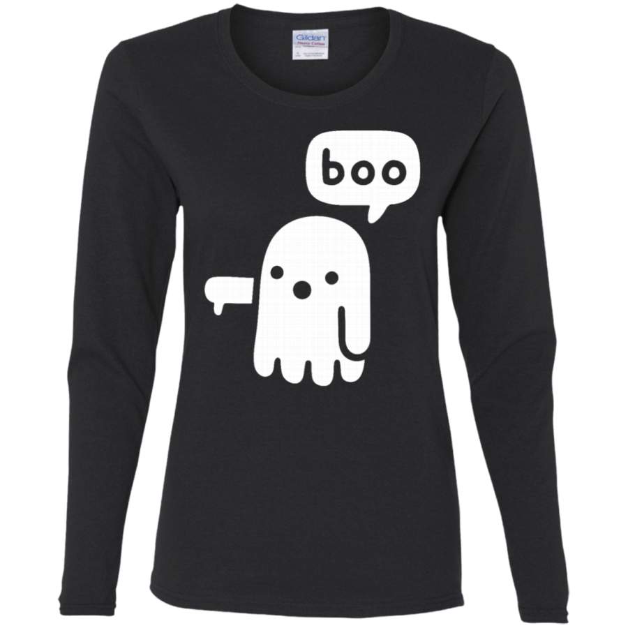 AGR Boo White Ladies’ Cotton LS T-Shirt