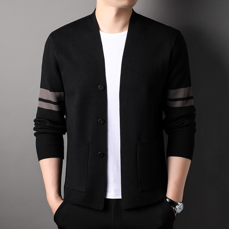 2022 Top Grade New Autum Winter Brand Fashion Knitted Men Cardigan Sweater Black Korean Casual Coats Jacket Mens Clothing M-3XL alx