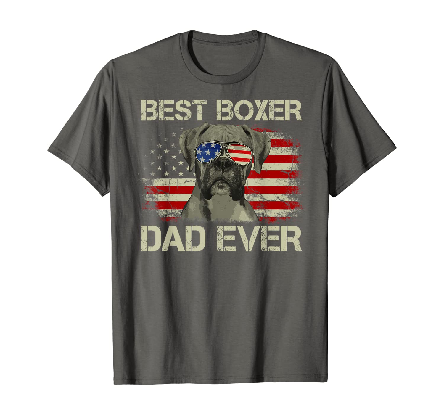 Mens Best Boxer Dad Ever American Flag Dog Lover Gift Shirt