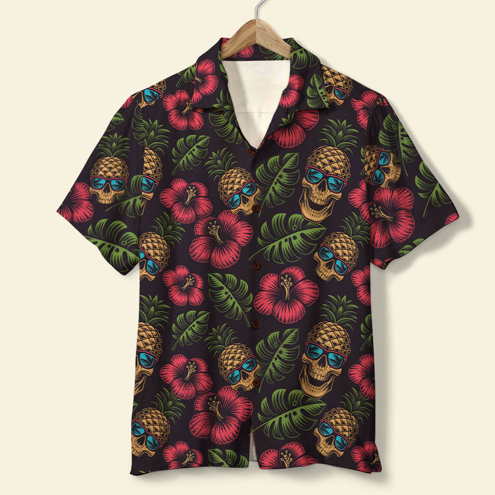 Skull Pineapple With Tropical Pattern Hawaii Shirt Ha94085