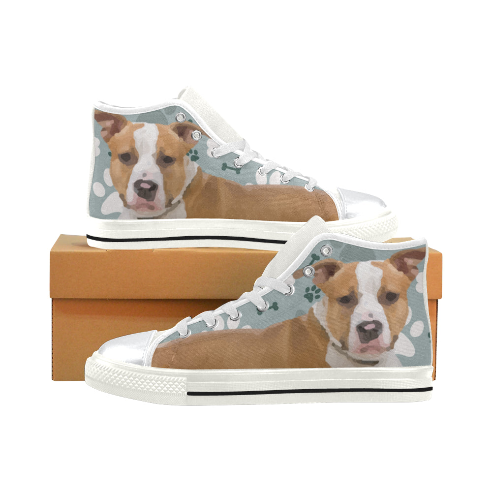 American Staffordshire Terrier White High Top Canvas Shoes for Kid