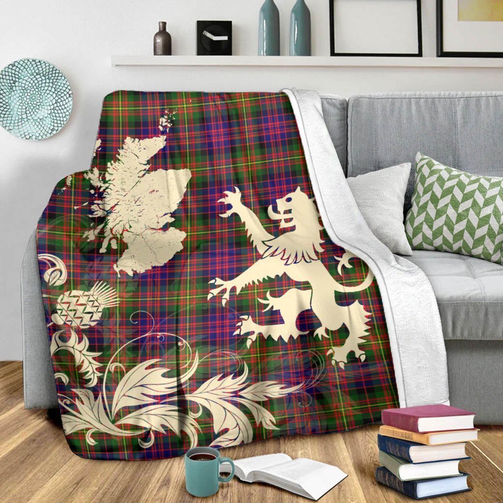 Tartan Blanket Carnegie Modern Tartan Scotland Lion Thistle Map Plaid Blanket