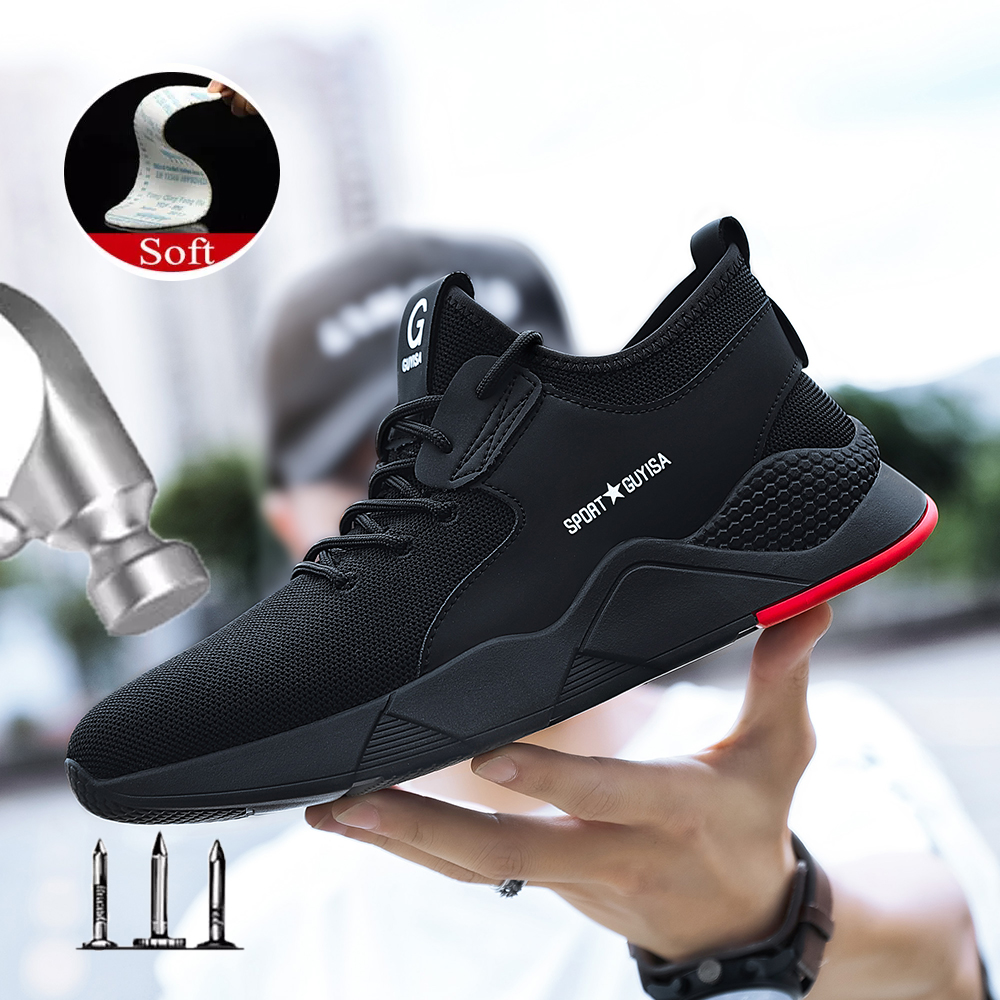 2020 new men work safety shoes steal toe safety shoes sneaker large size construction anti-puncture outdoor sports light shoes alx