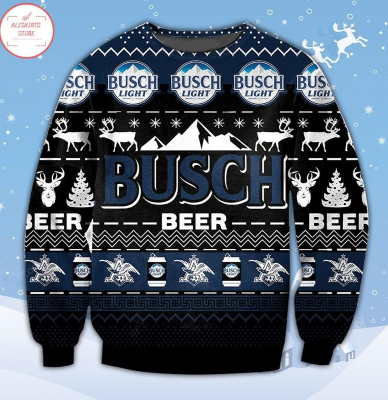 Busch Light Beer Black Ugly Christmas Sweater 2021 Shirt For Women Men Couple Family Funny Cute