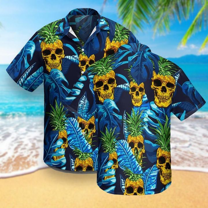 Pineapple Skull Tropical Blue Hawaii Shirt Crazy Funny Hawaii Vintage Hawaii Ha28003