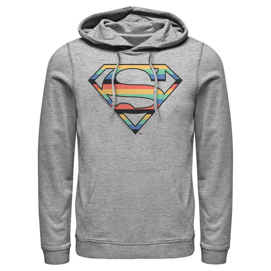 Superman Men’s Logo Retro Stripe  Lightweight Hoodie