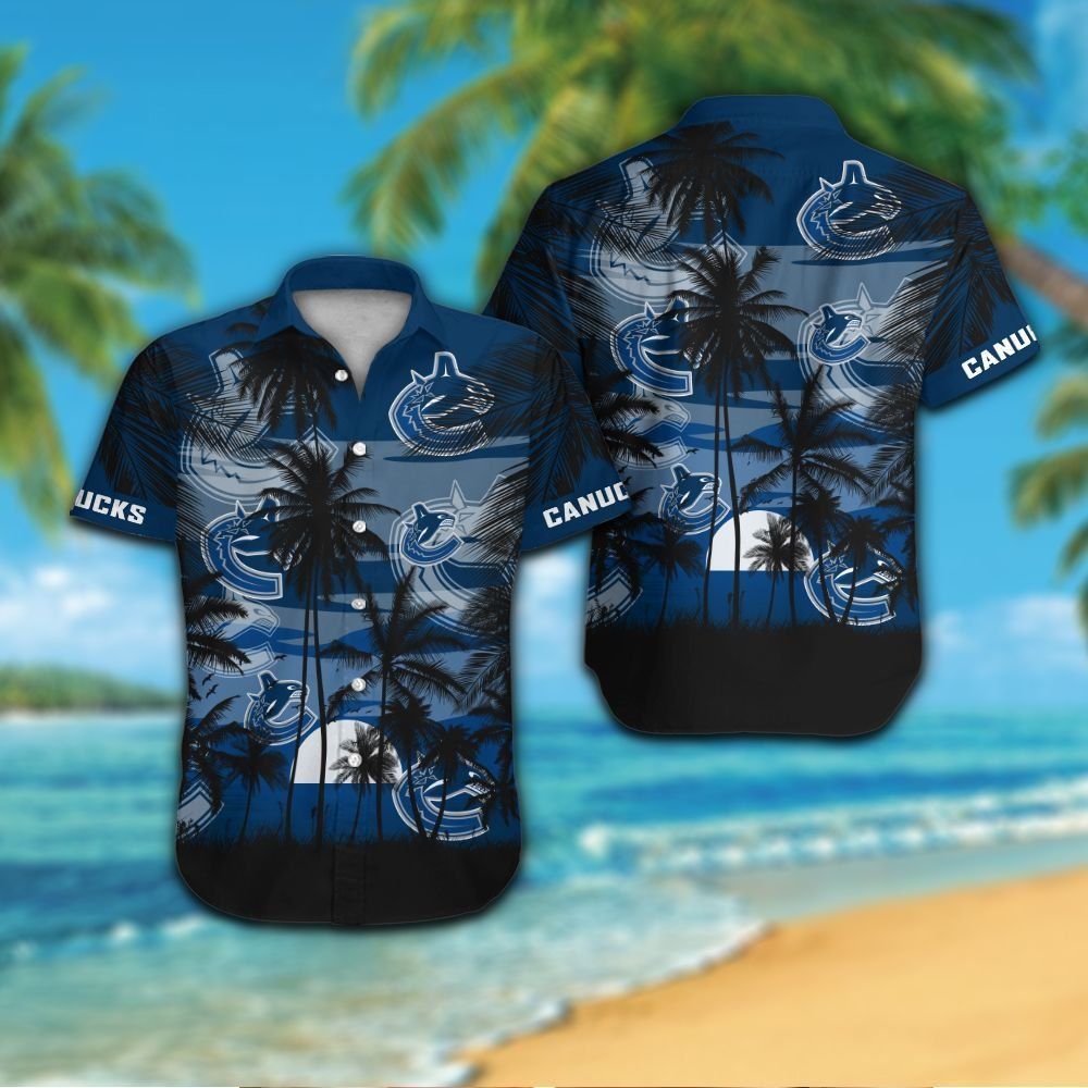 Vancouver Canucks Short Sleeve Button Up Tropical Shirt Hawaiian Shirt