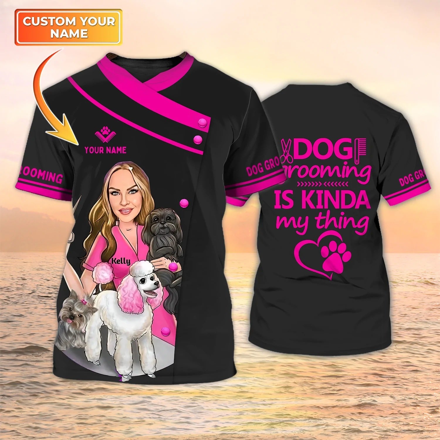 Personalized Dog Groomer 3D Shirt, Dog Grooming Is Kinda My Thing Tshirt, Pet Groomer Salon Uniform