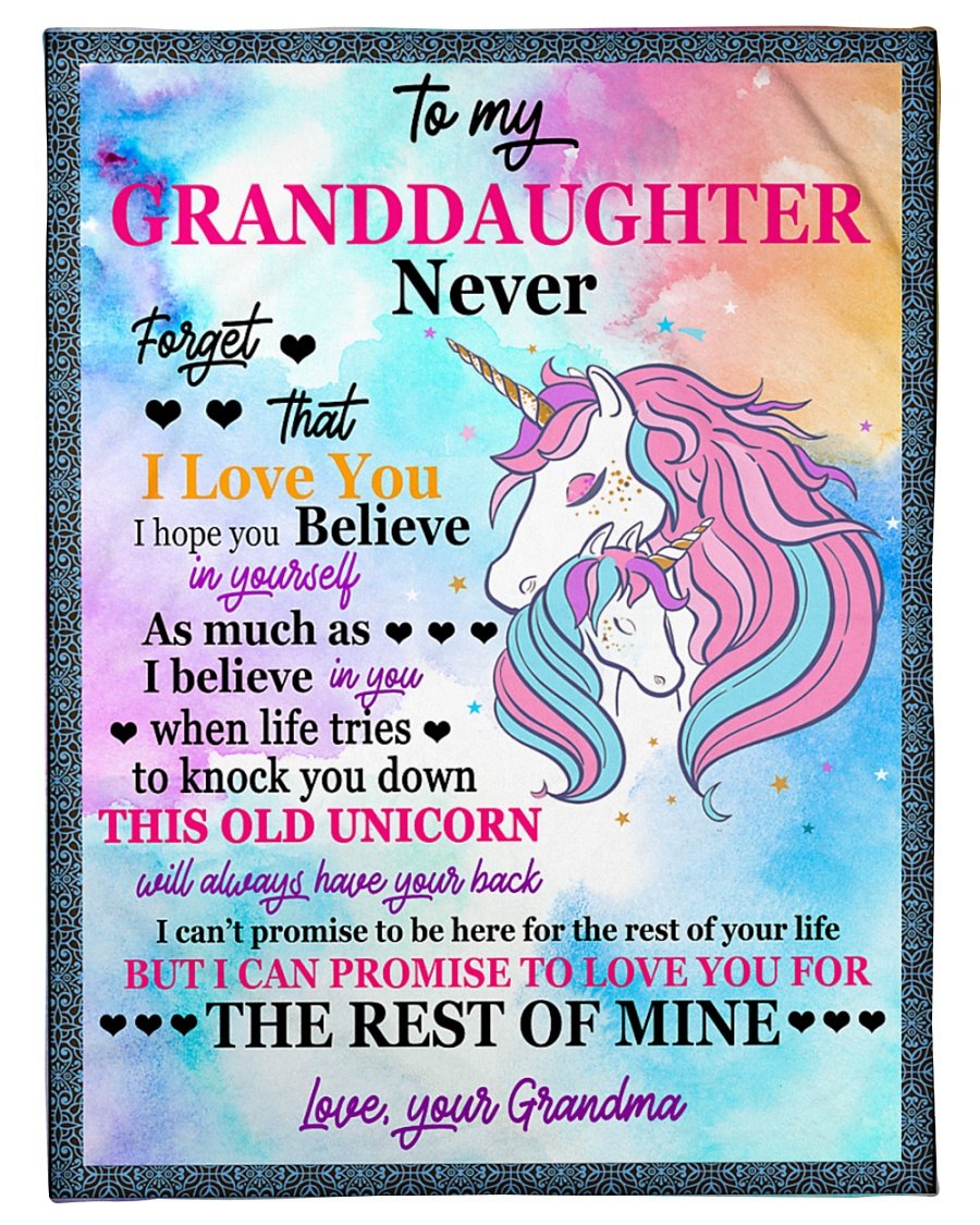 To My Granddaughter Unicorn Fleece Blanket