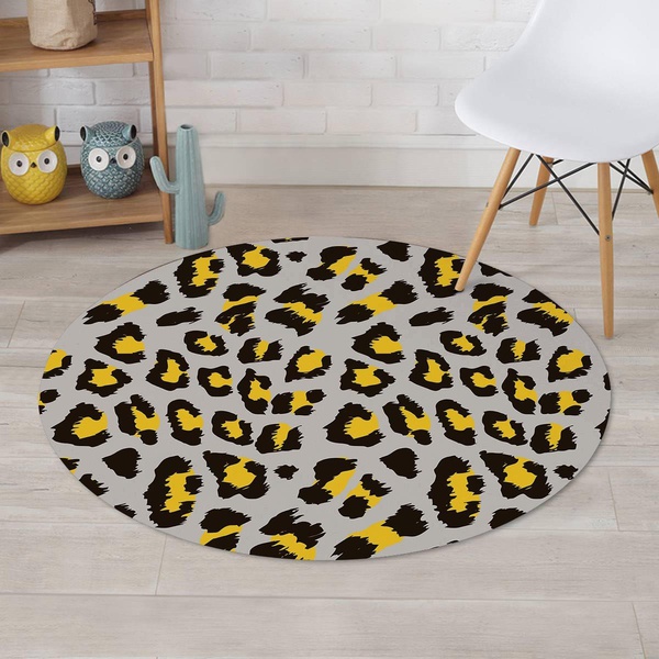 Grey Leopard Round Rug