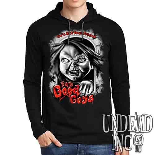 Chucky Bad Guys Black & Grey – Mens Long Sleeve Hooded Shirt