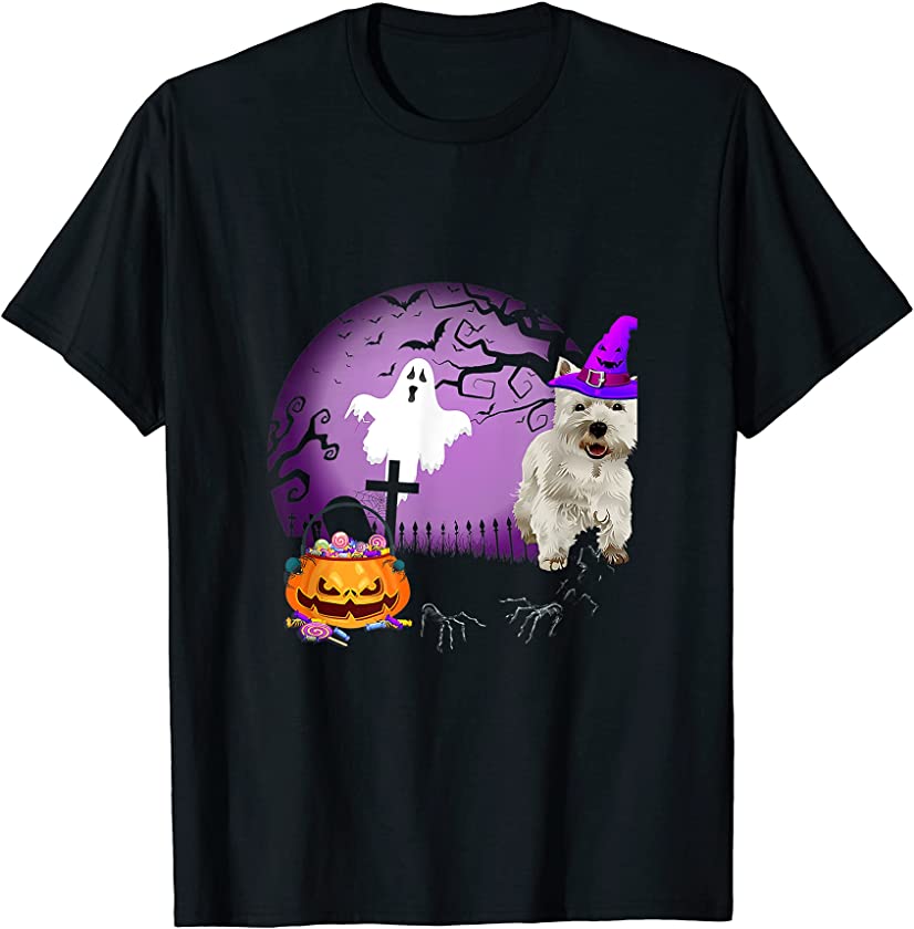 West Highland White Terrier Dog Candy Pumpkin Halloween T-Shirt