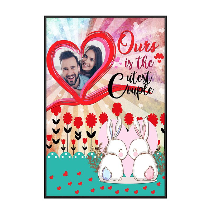 Personalized Wall Art Poster Board Print Valentine Day Gift Ideas For Him Her Men Women Boyfriend Girlfriend Husband Wife Couple – Custom Photo Rabbit Couple HT211240 – PersonalizedWitch