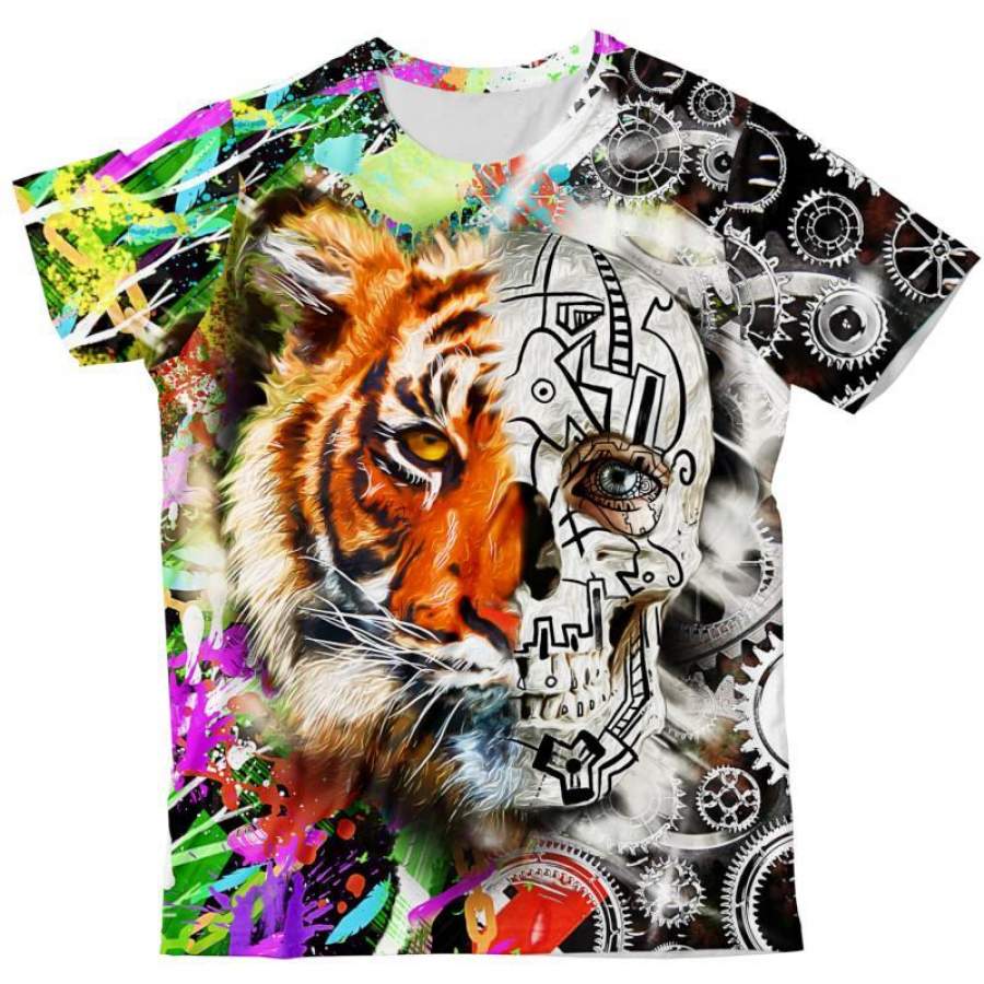 Tiger Skull Men/Women 3D All-Over Print Tshirt