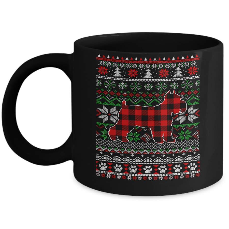 Schnauzer Red Plaid Ugly Christmas Sweater Gifts Mug