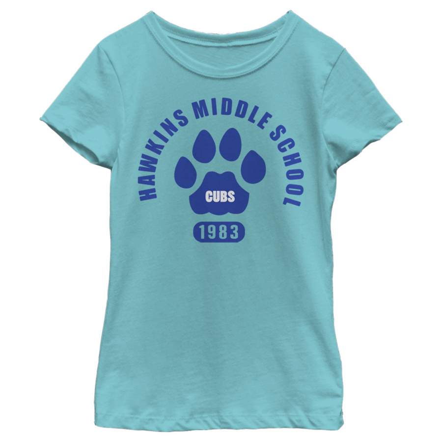 Stranger Things Girl’s Hawkins Middle School Cubs 1983  T Shirt