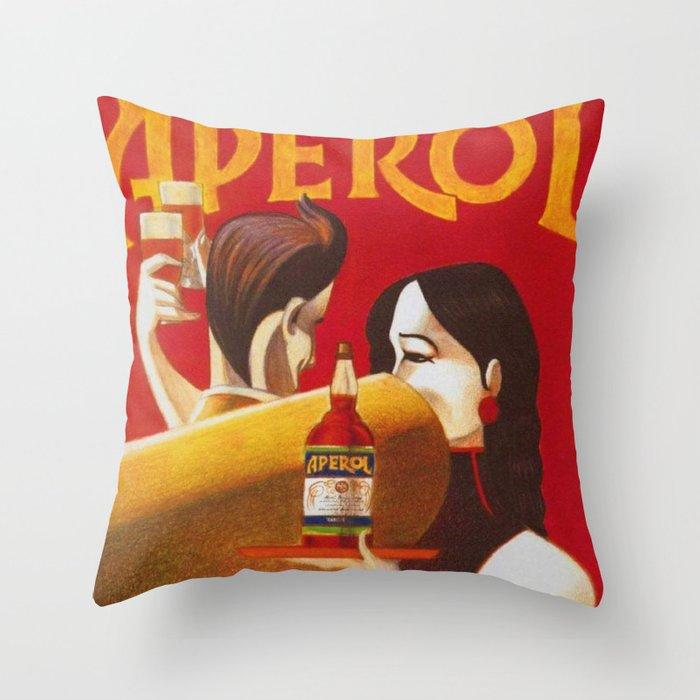 Aperol Alcohol Aperitif Spritz Vintage Advertising Poster Throw Pillow