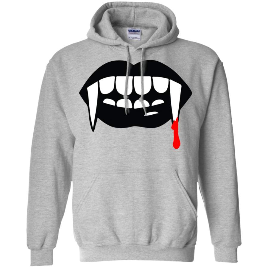 Black Vampire Fangs Halloween  Pullover Hoodie