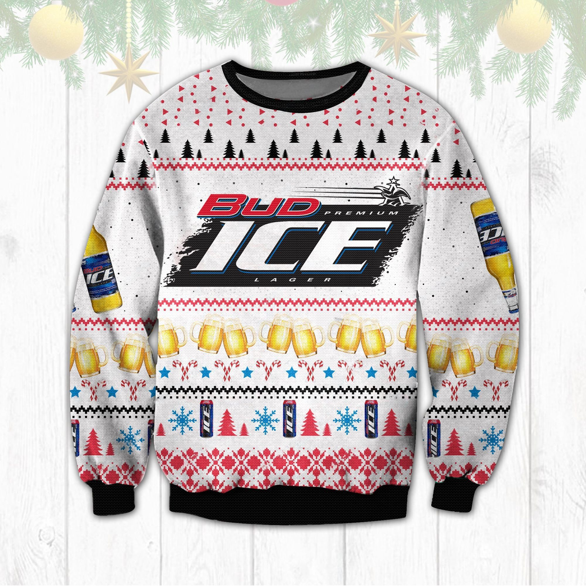 Beer Bud Ice Ugly Christmas Sweater