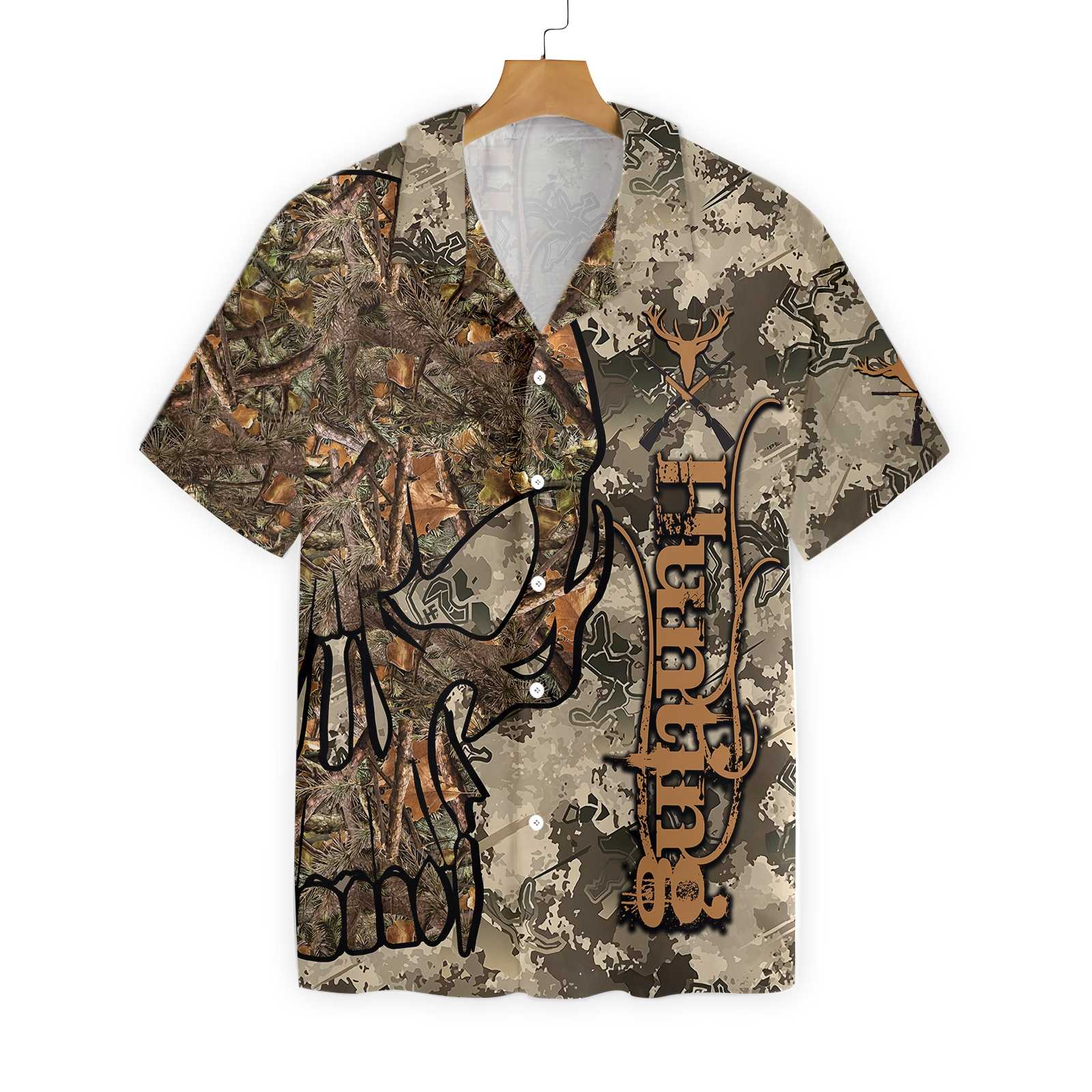 Deer Hunting Shirt Skull Camo Pattern Background Hawaii Adult Full Print Ha28419