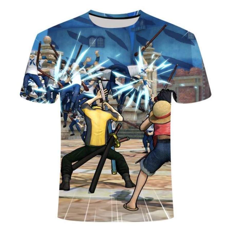One Piece Luffy T shirt casual tshirt O-neck streetwear Blood teenager t-shirt