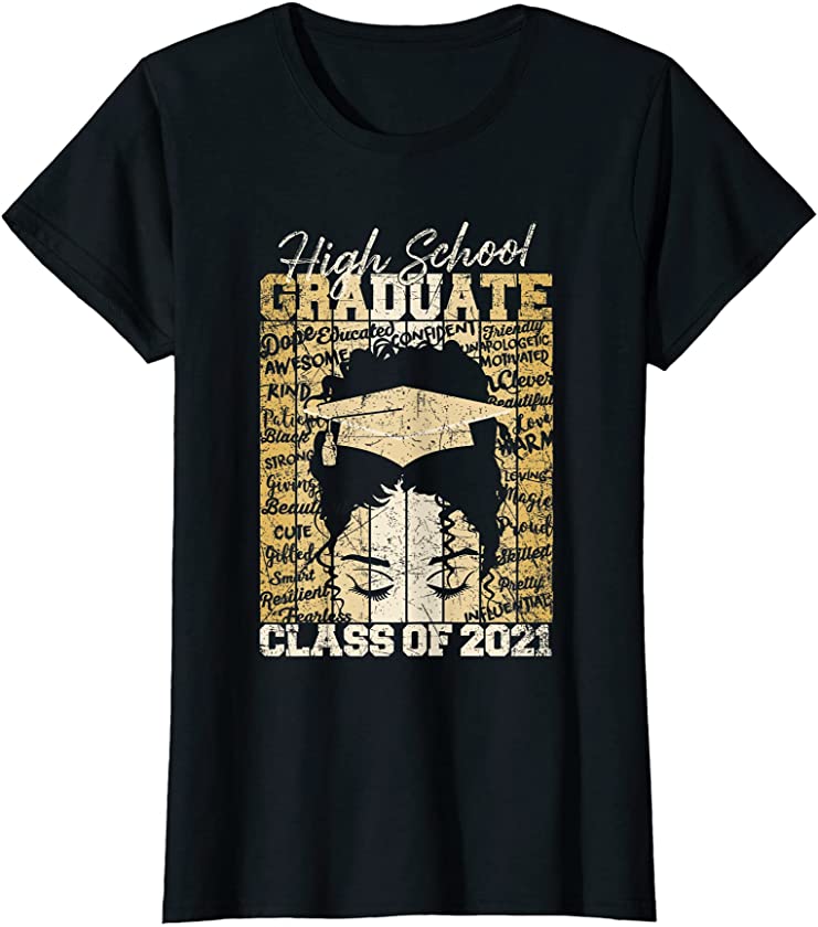 Womens High School Graduate Black Queen Class of 2021 Graduation T-Shirt