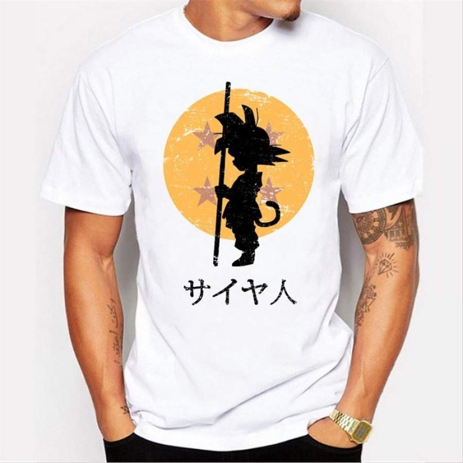 Summer Fashion New High-Quality Men’S Cartoon Animal Printed Casual Short-Sleeved Round Neck White T-Shirt