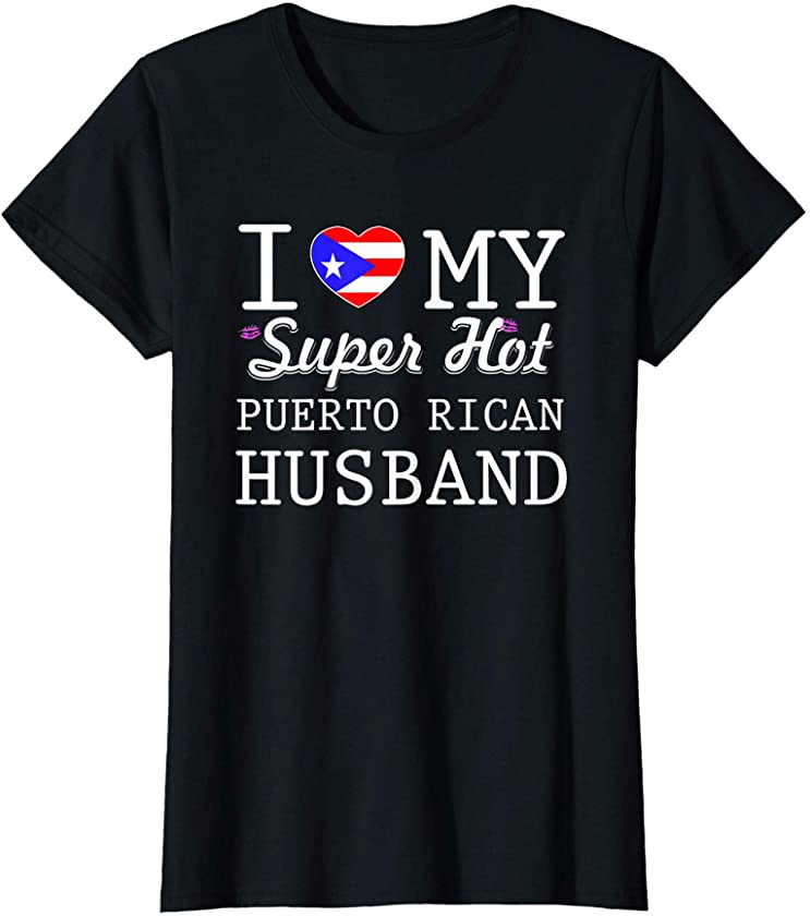 Womens Love My Puerto Rican Husband I Heart Puerto Rico T-Shirt