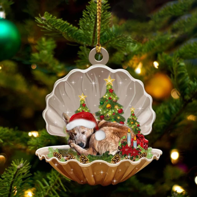 Heeler3-Sleeping Pearl In Christmas Two Sided Ornament