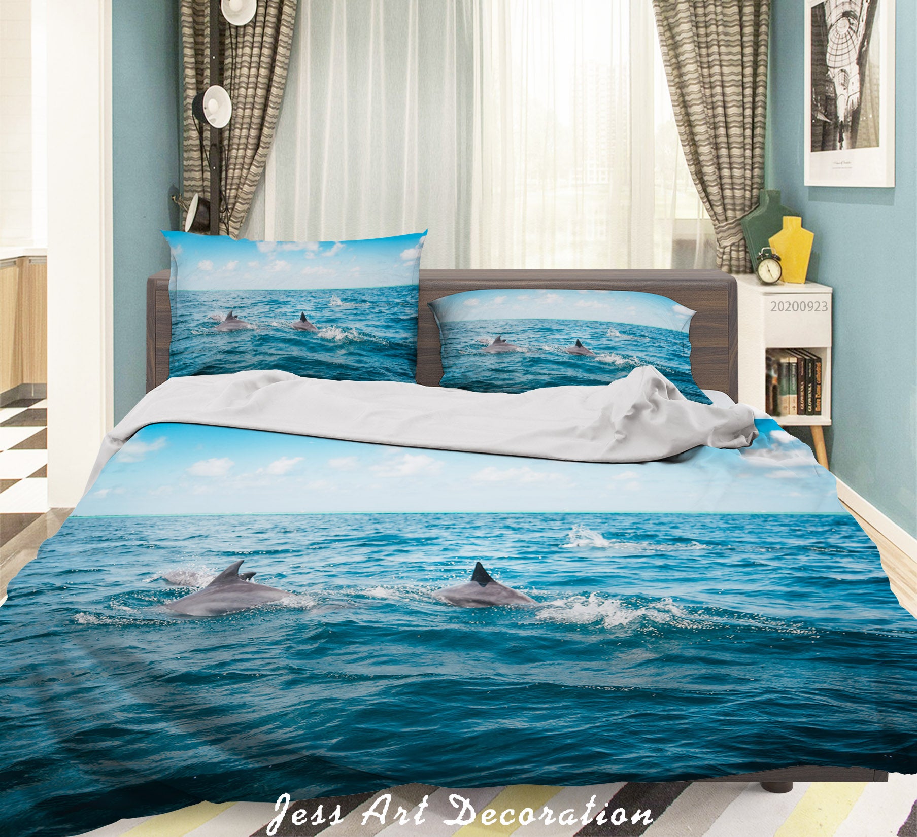 3D Nature Dolphin Sea Quilt Cover Set Bedding Set Duvet Cover Pillowcases Wj 6356