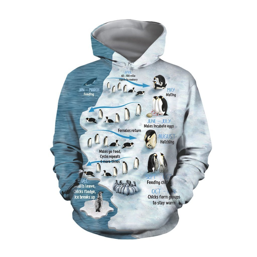 Ice Sheets And Penguins All Over Print Hoodie