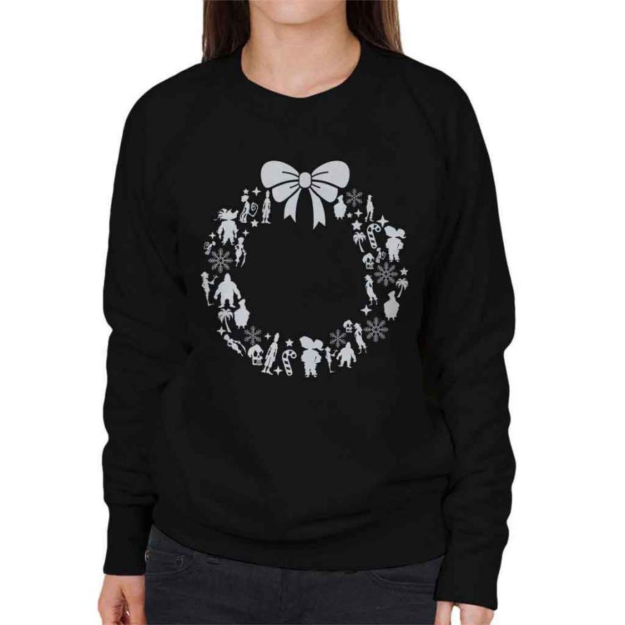 Monkey Island Christmas Wreath Pattern Women’s Sweatshirt