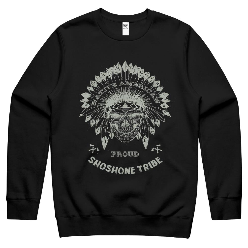 Shoshone Tribe Native American Indian Respect Skull Crewneck Sweatshirt