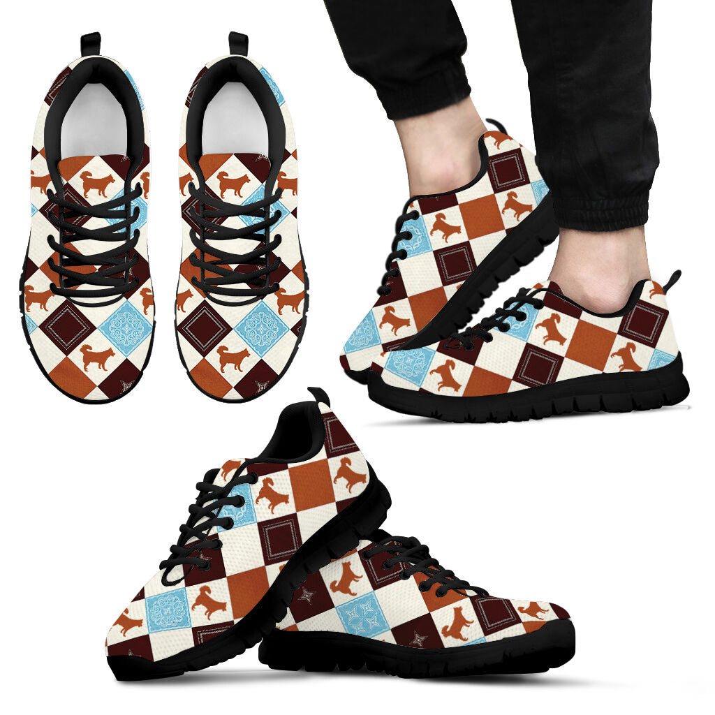 Husky Dog Lover Shoes Caro Vintage Pattern Background Sneaker Walking Shoes – Best Shoes For Dog Lover, Best Gift For Dog Mom