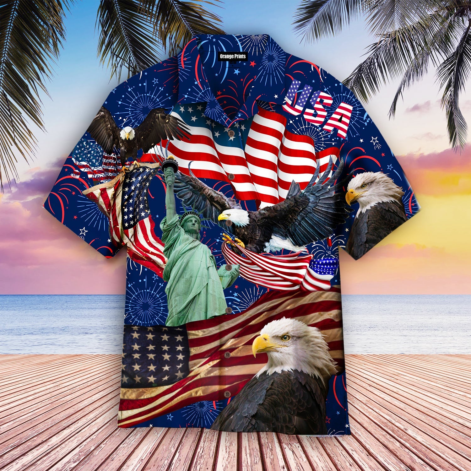 Happy July Independence Day God Bless America Eagle Hawaii Shirt For Men And Women Ha52295