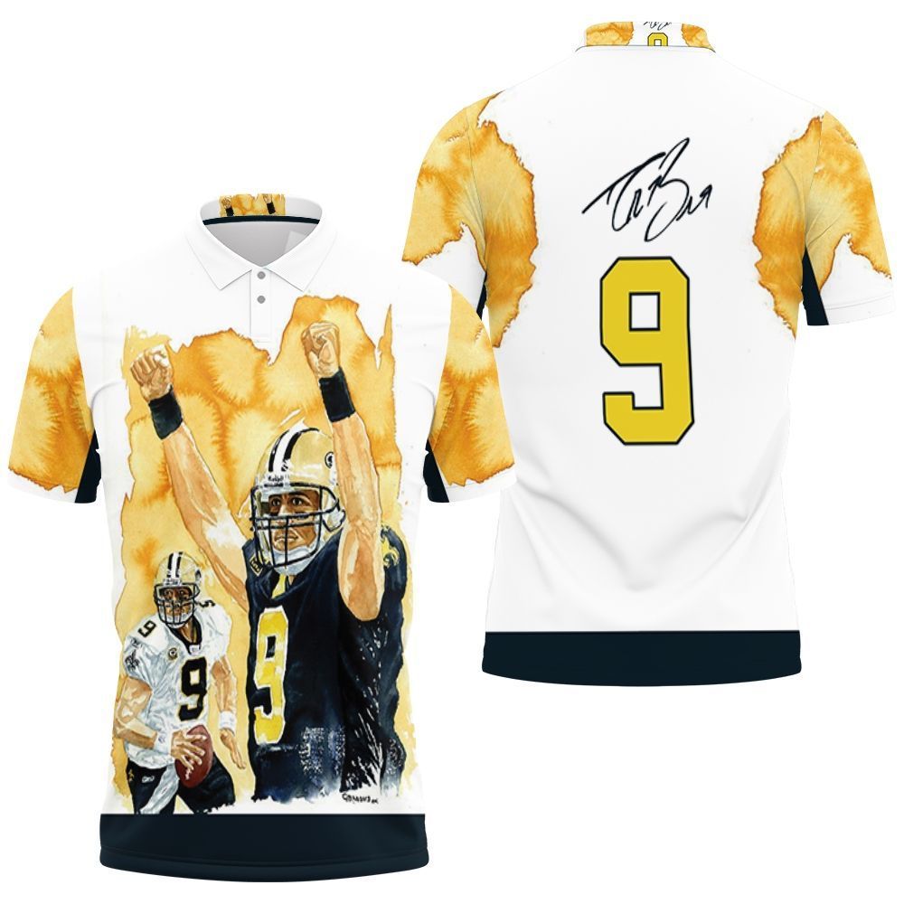 New Orleans Saints Drew Brees Winner Flame Polo Shirt