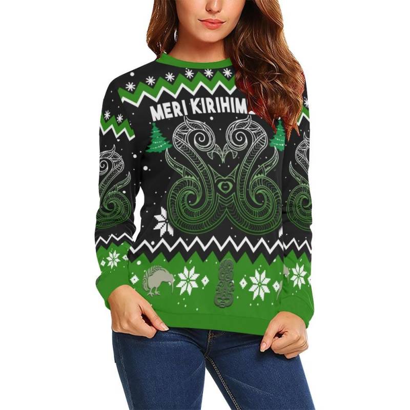 New Zealand Christmas Sweatshirt Manaia - Meri Kirihimete K4