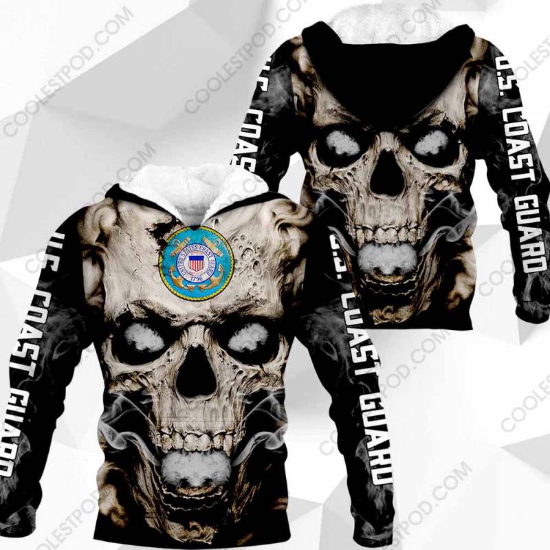 U.S. Coast Guard – Veteran Skull All Over Printed Hoodie X031223