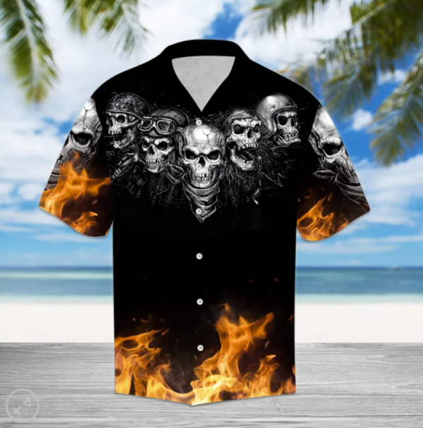 Biker Skull Fire Hawaii Shirt For Men Women Adult Ha94980