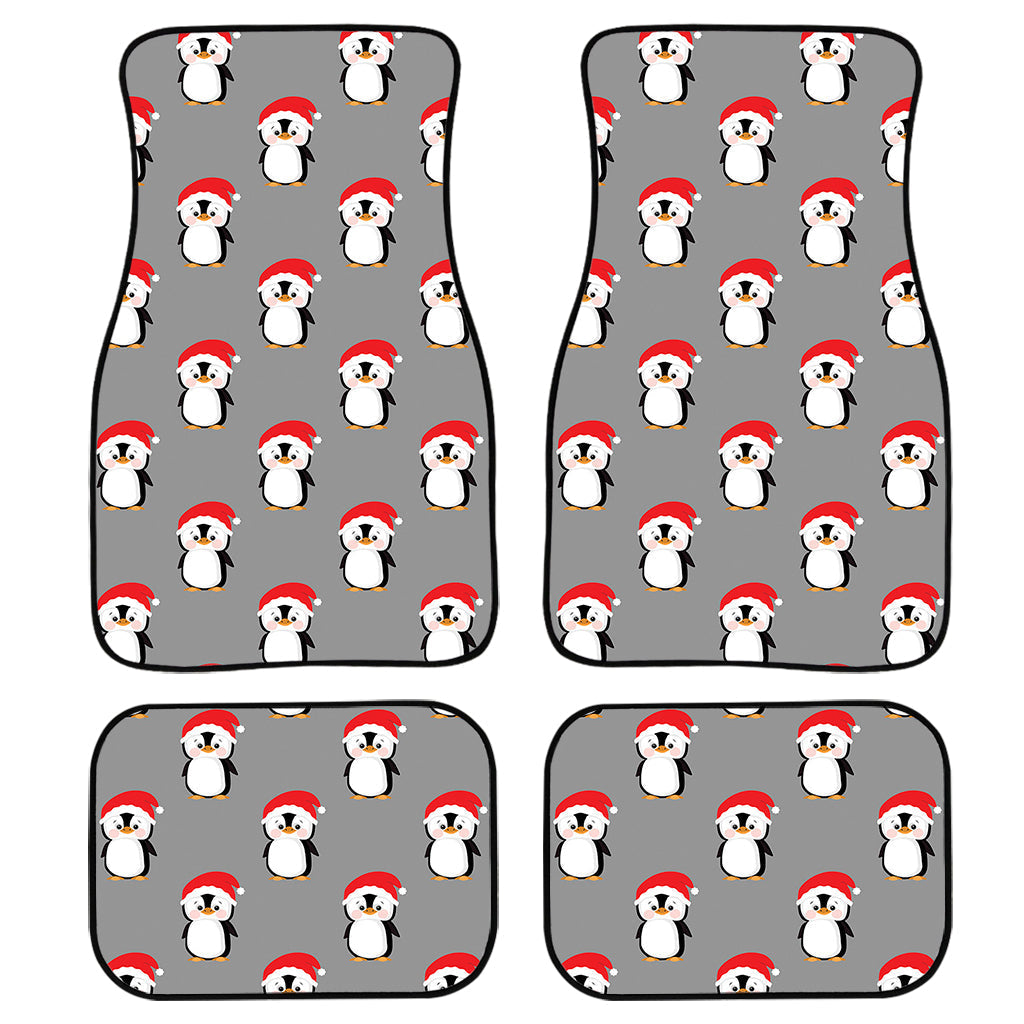 Christmas Santa Penguin Pattern Print Front And Back Car Floor Mats, Front Car Mat